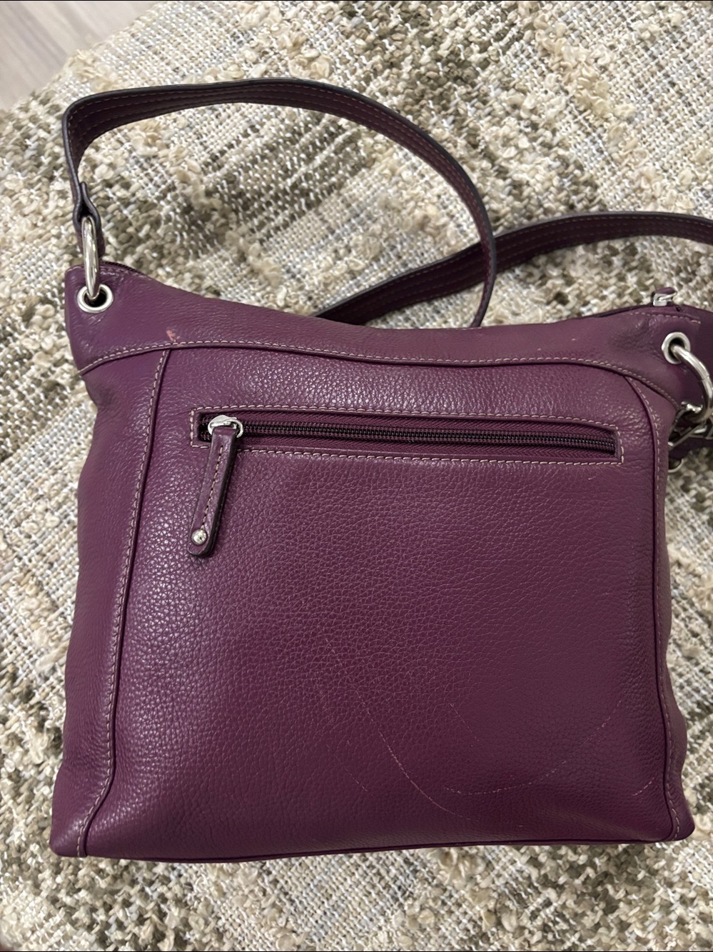 Tignanello Purple Crossbody Leather Bohemian Shoulder Bag - Picture 5 of 13